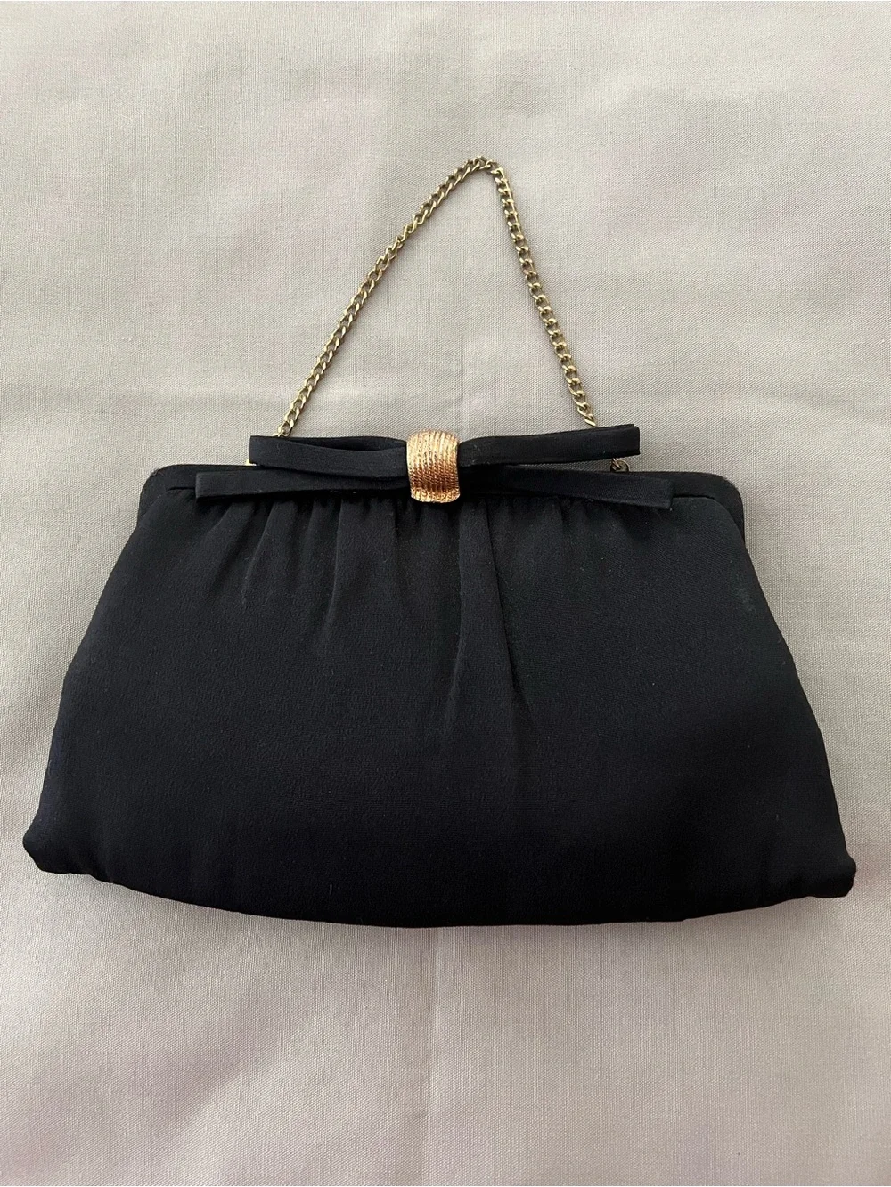 Vintage After Five Classic Black Evening Clutch with Gold-Tone Snap Closure